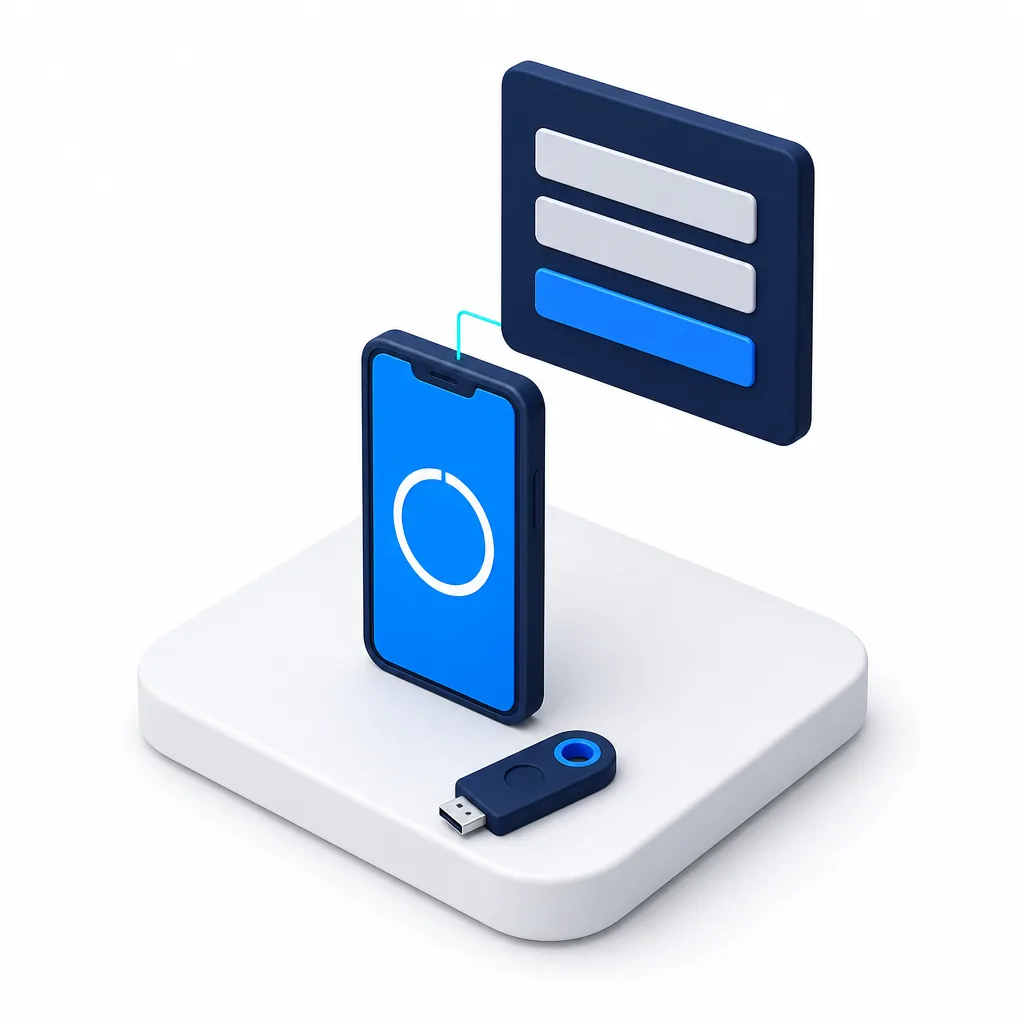Téléphone, application d'authentification et clé de sécurité physique