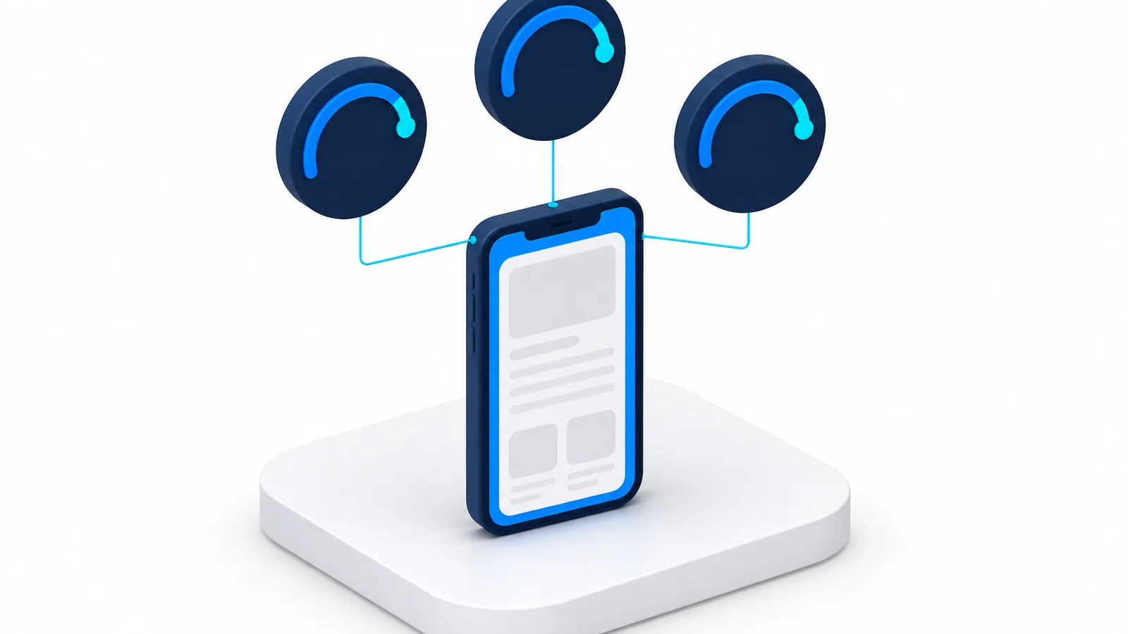 Trois indicateurs d'expérience de page consultés sur un smartphone