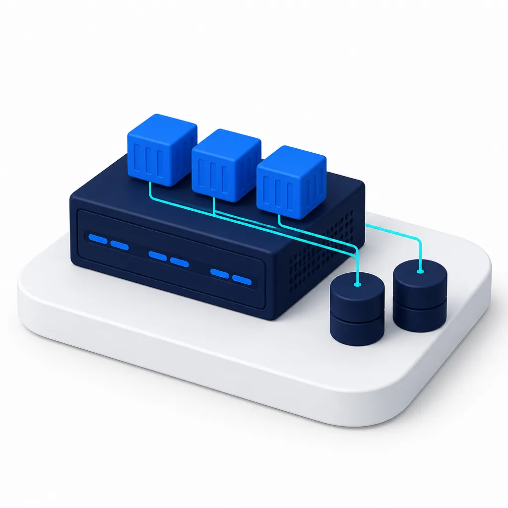 Conteneurs Docker exécutés sur un serveur unique, avec leurs volumes de données