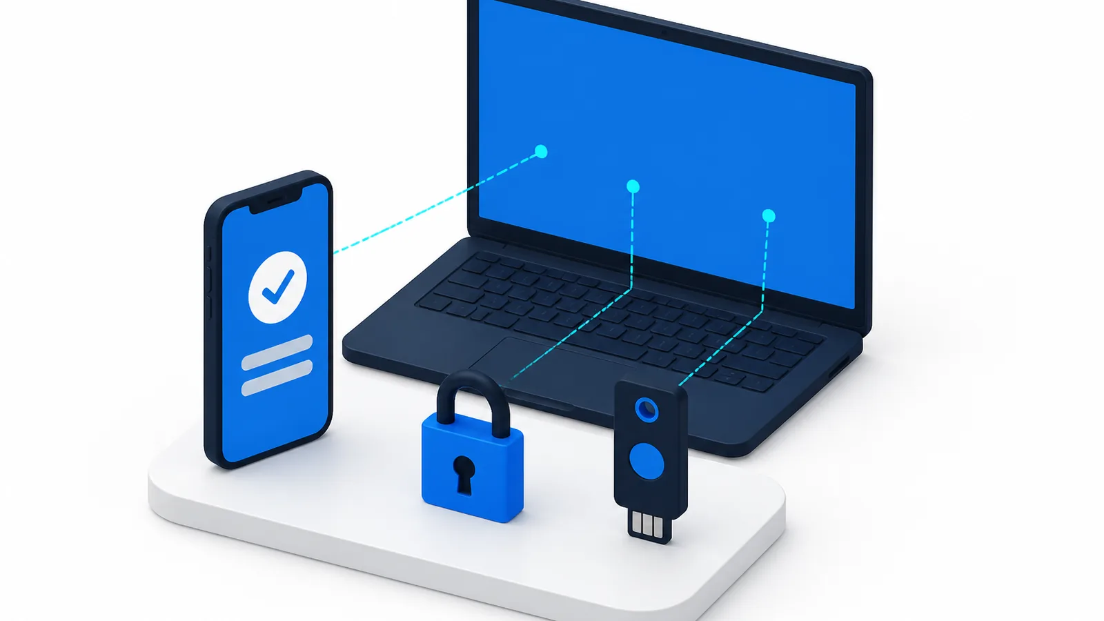 Téléphone affichant une demande de validation à côté d'une clé de sécurité