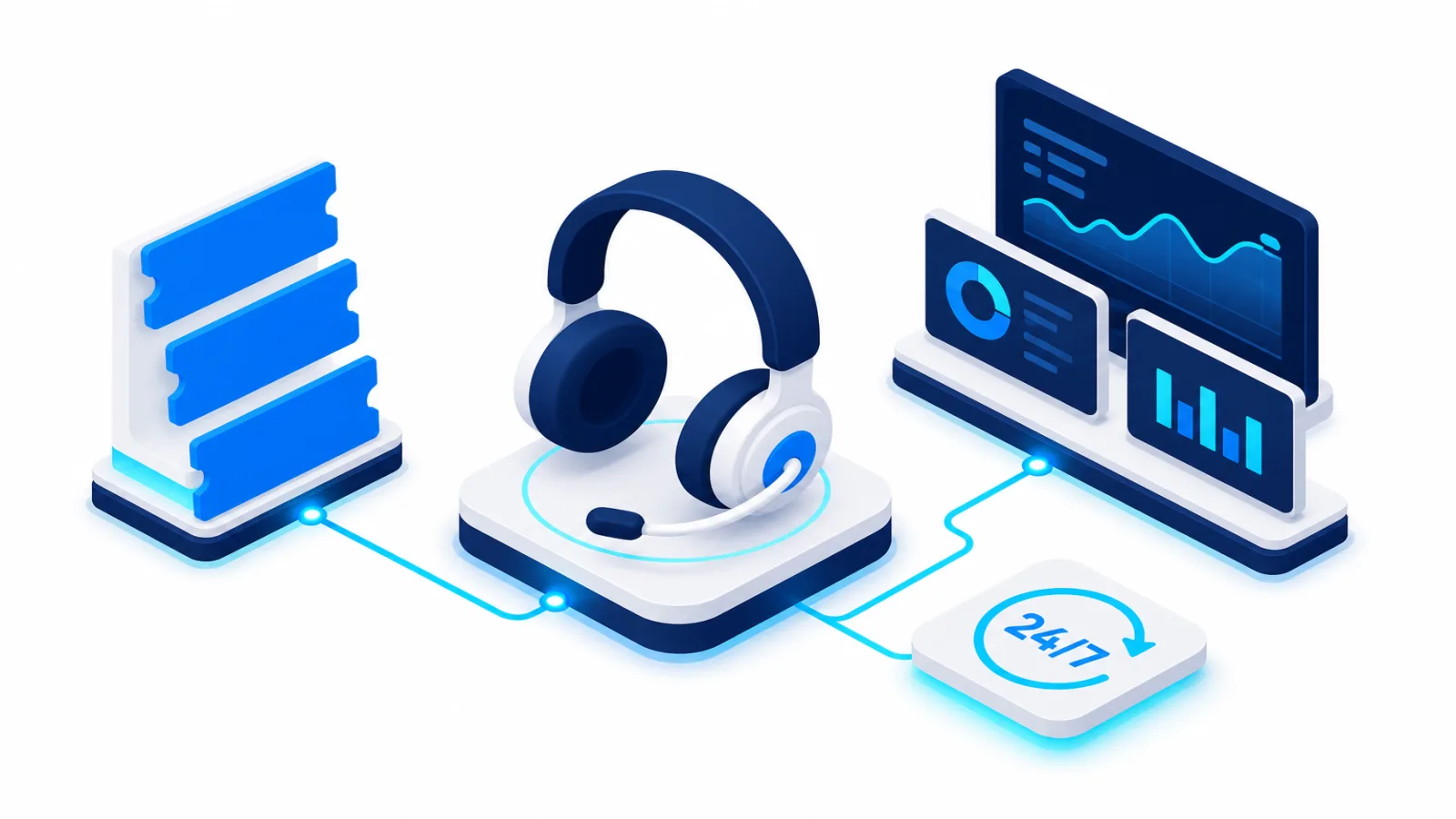 Casque d'assistance et écrans de supervision d'un parc informatique