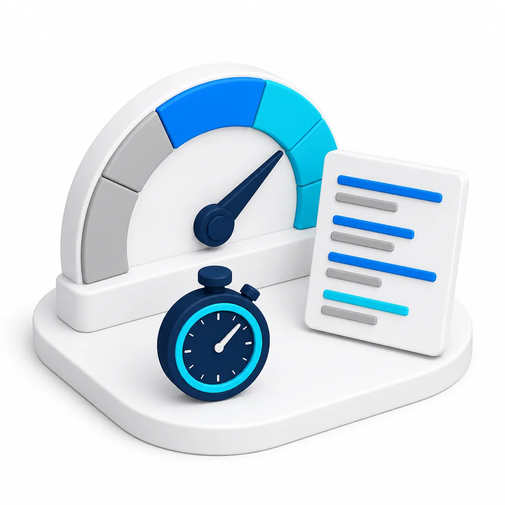 Jauge de performance, rapport de diagnostic et chronomètre