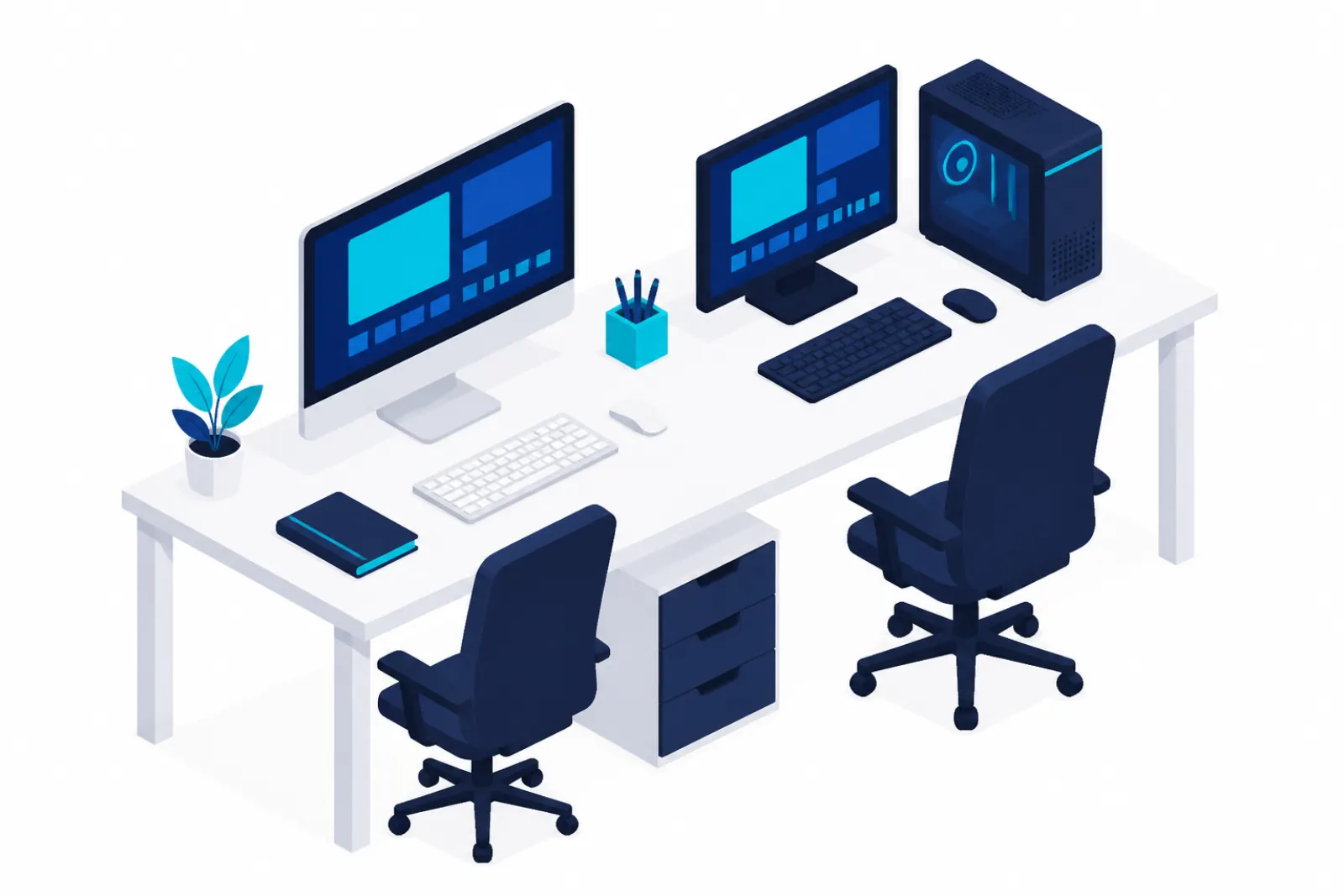 Ordinateurs Windows et Mac réunis dans un même parc d'entreprise