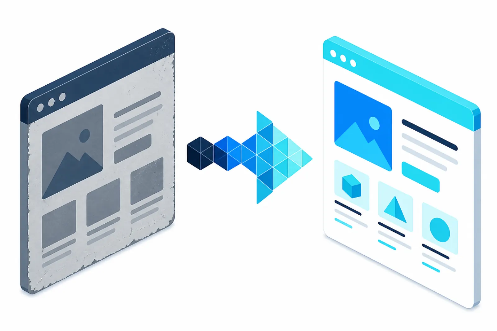Ancienne version et nouvelle version d'un même site côte à côte